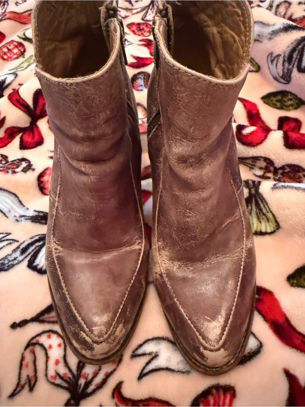 Bed Stu Distressed Brown Leather Ankle Booties